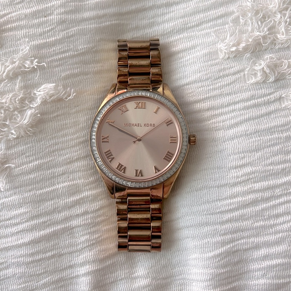 Michael Kors Watch Blake Glitz rose gold tone MK 3245 crystal bezel round